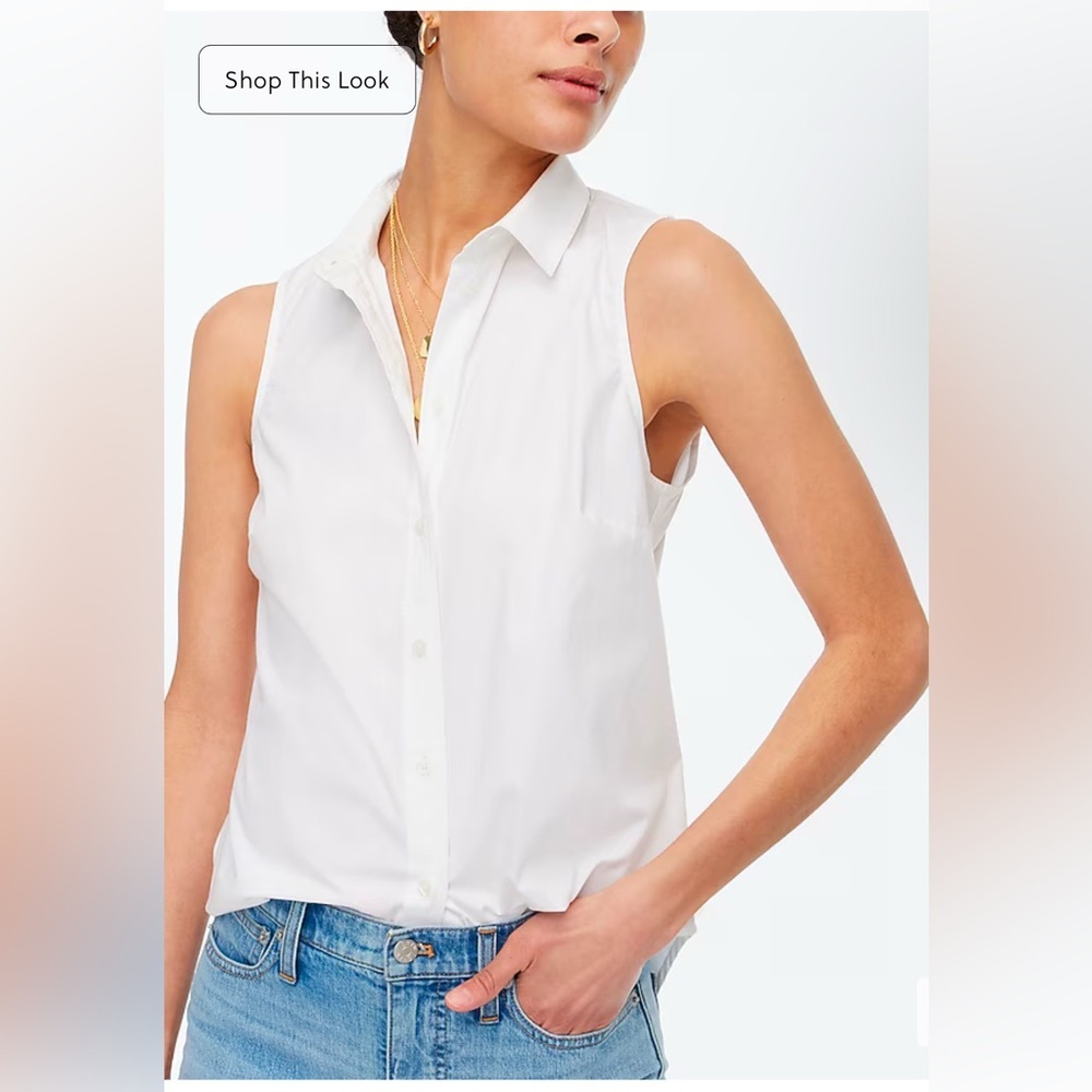 J crew Sleeveless cotton poplin shirt in signature fit
